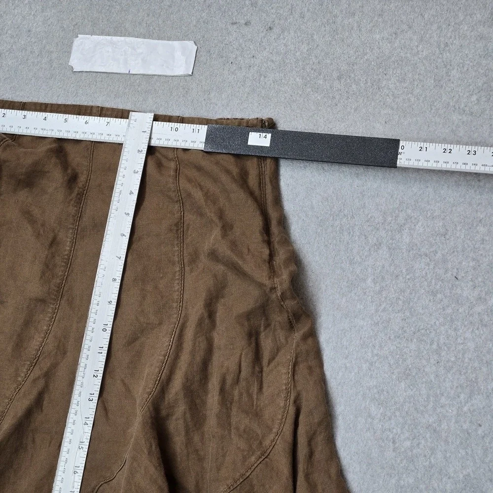 J Jill Women Skirt 8P Brown Linen A-Line Coastal Beach